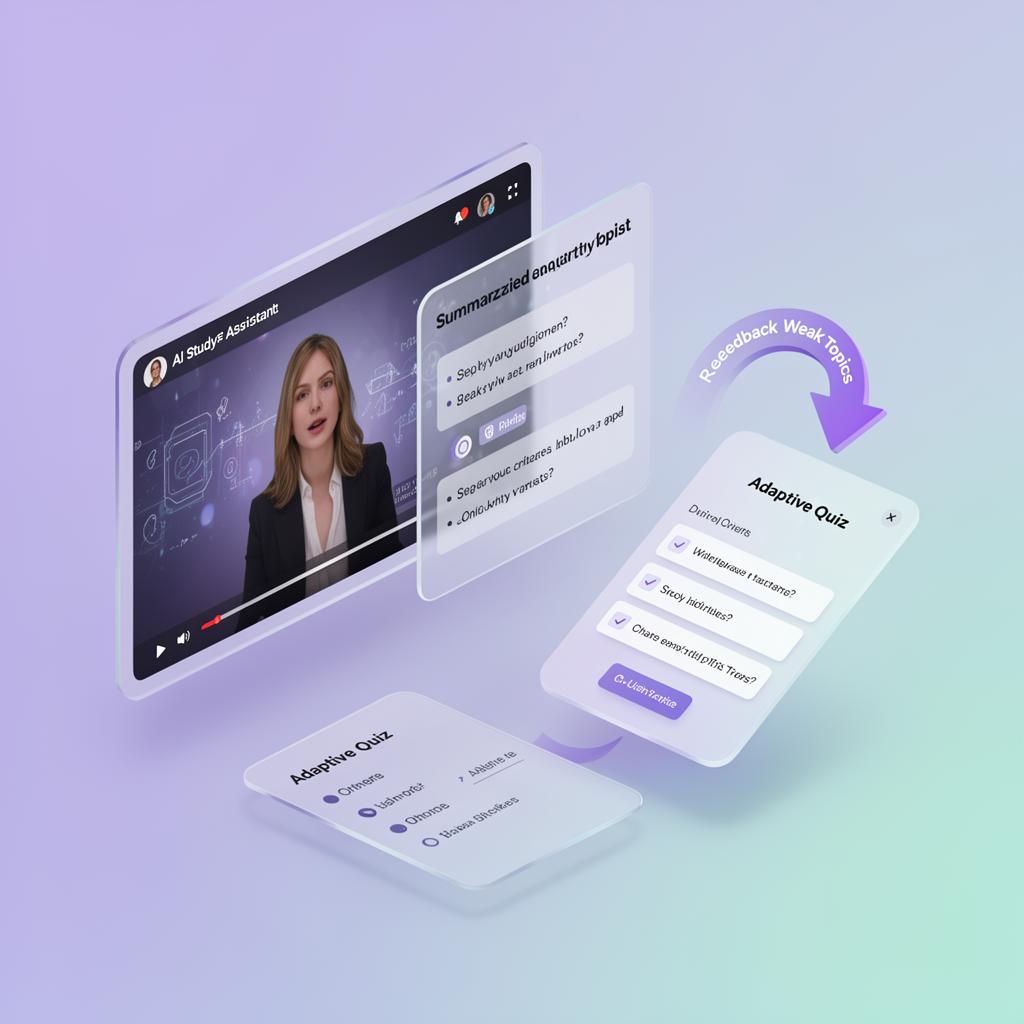 AI study assistant turning a video lecture into adaptive quizzes